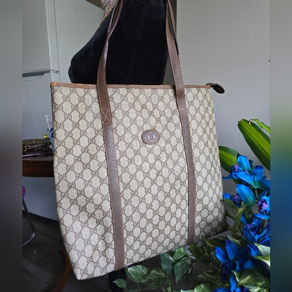 Authentic Gucci Brown Monogram Tote Bag - Picture 1 of 12